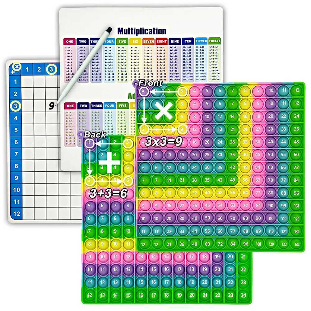 12*12 12+12 Multiplication Addition Math Games Practice Pop Toys Erasable Cards and Pen Montessori Educational Toys for Kids Y240801