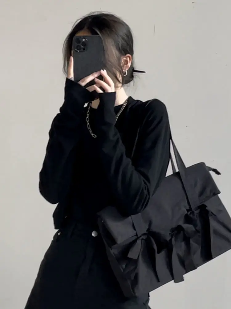 lLEFTSIDE New Style Simple Nylon Tote Bag For Women Solid Color Korean Fashion Handbag 2023 Trend Shoulder Bag Handbags