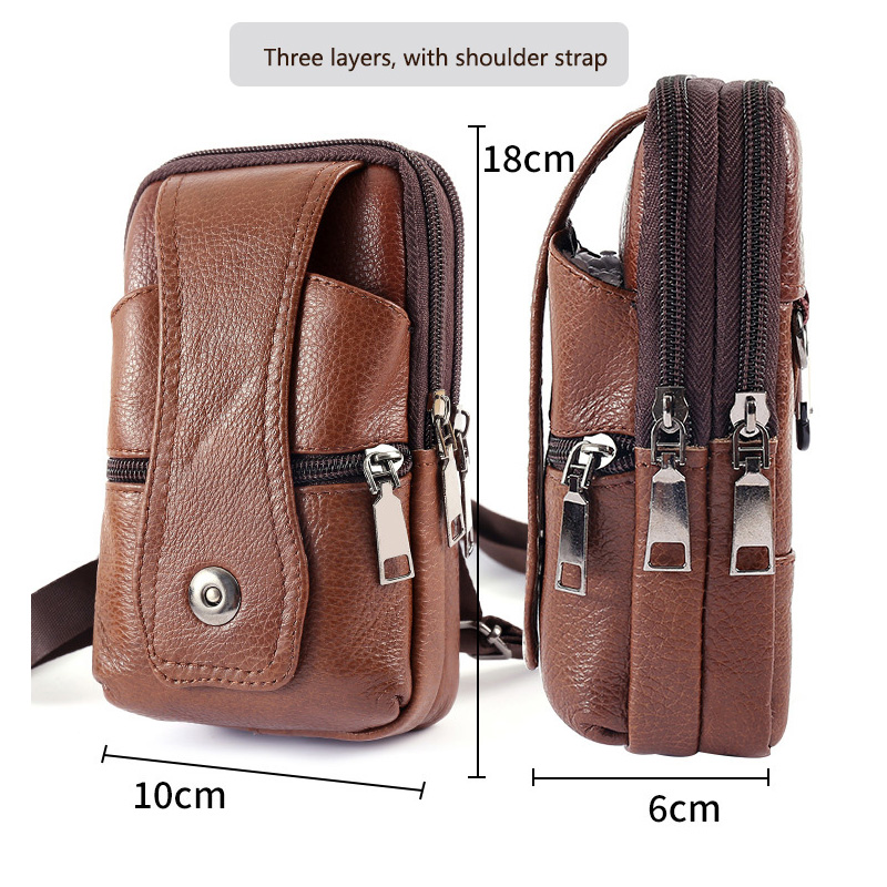 Men's shoulder bag messenger bag black fashion messenger bag small handbag casual business waist bag male mobile phone bag