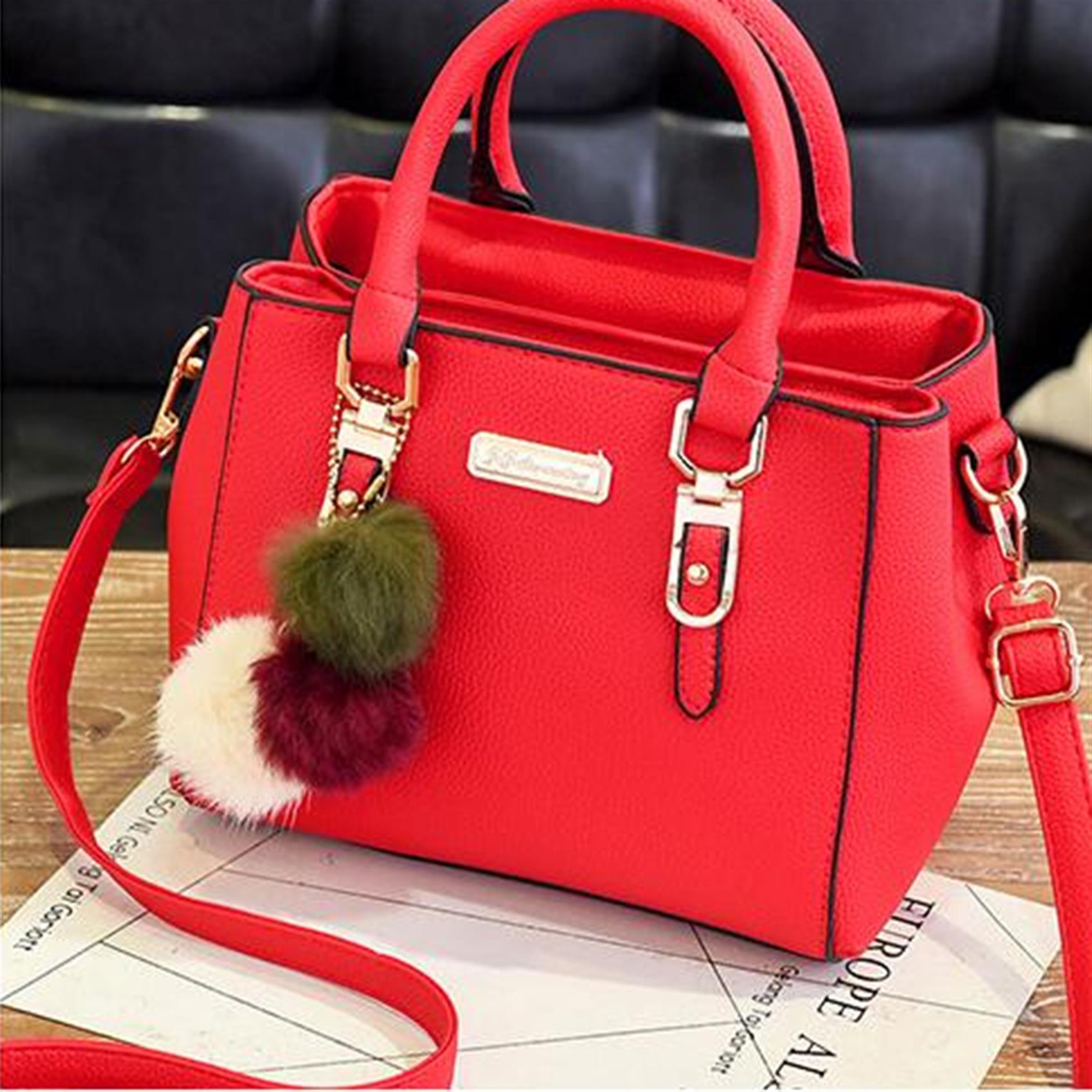 Woman Handbag Fashion Elegant All-Match Female Crossbody Bag Simple Solid Color PU Leather Office Lady Satchel Shoulder Bags