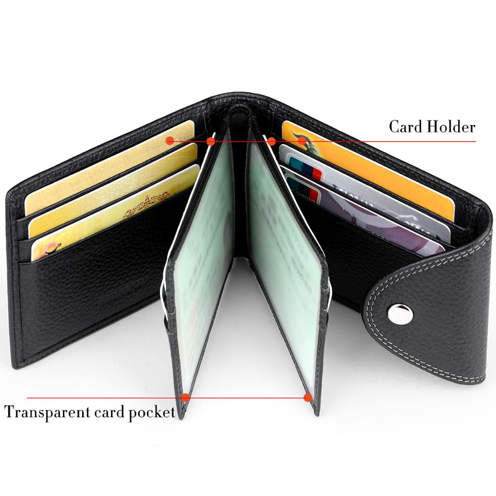 WILLIAMPOLO Wallets Men Genuine Leather business Clutch Bag Male Purse Bifold Money Clamp Credit Card Case Cash Clip Wallet