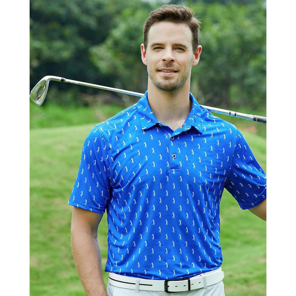 Fashion Mens Polo Golf Shirt Moisture Wicking Quick-Dry Print Performance Men Polos shirts tshirt Casual tops summer clothes Short sleeve Free shippin
