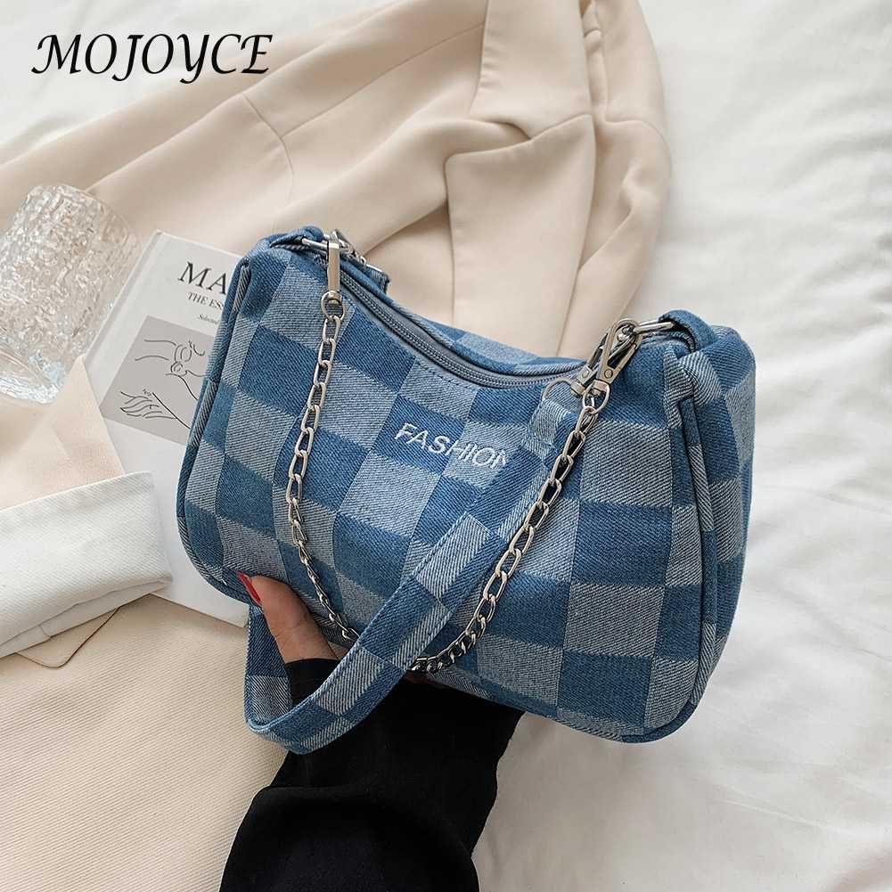 Vintage Denim Underarm Bag Ladies Fashion Simple Generous Single Shoulder Bag Casual And Versatile Daily Travel Tote For Women