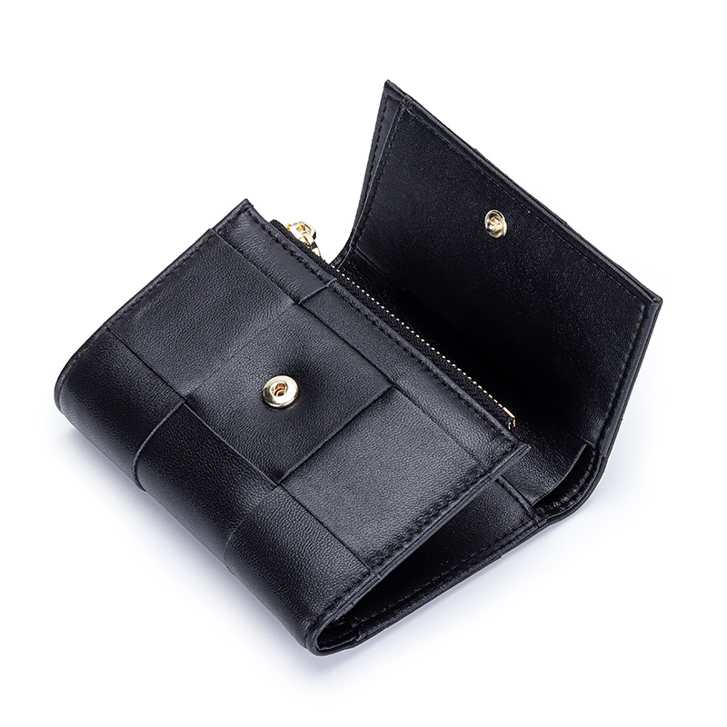 Luxury Designer Fashion Ladies Large Braid leather Short Wallet Multi Function Card Holder Portable Coin Purse Women Pocketbook