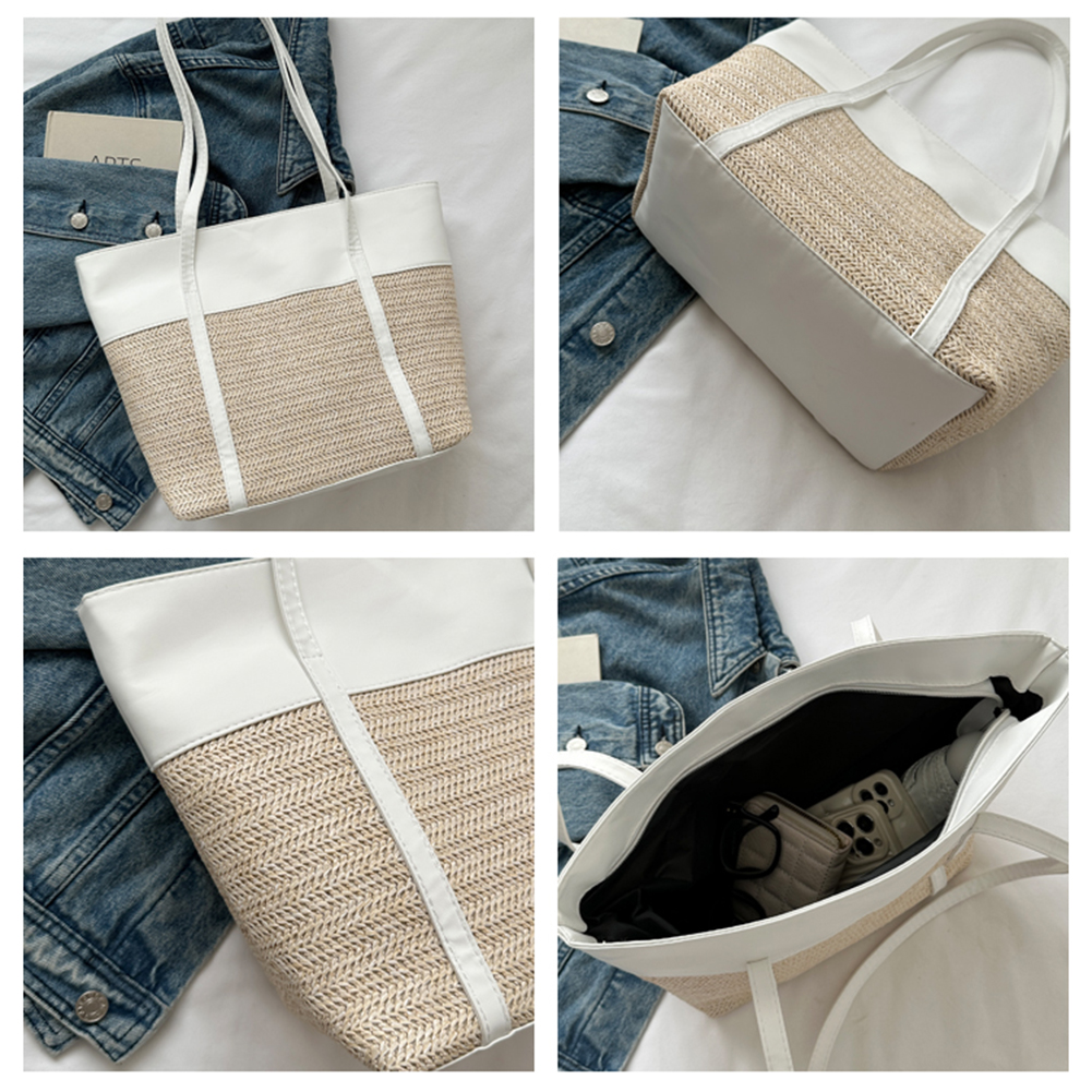 Fashion Rattan Women Shoulder Bags Wikcer Woven Female Handbags Large Capacity Summer Beach Straw Bags Casual Tote Purses 2023