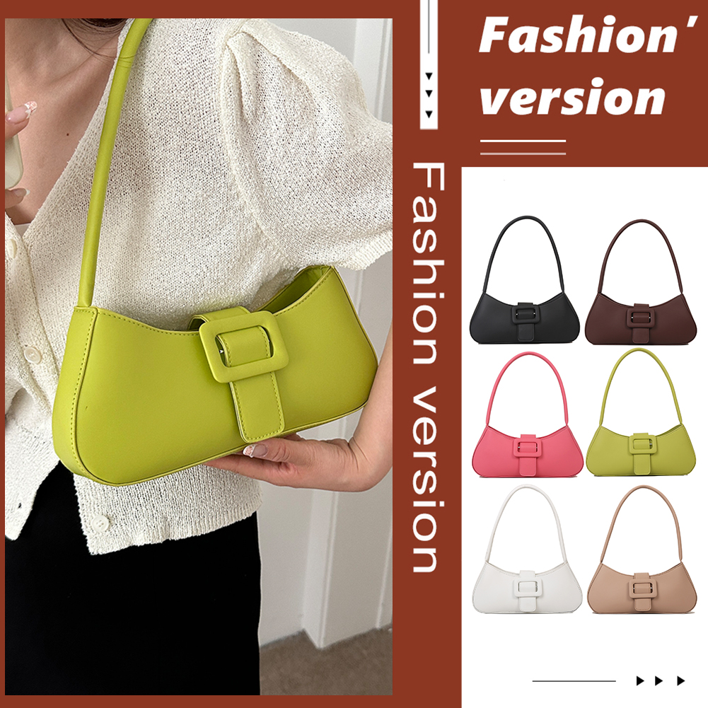 Y2K Women Shoulder Bags PU Fashion Stylish Shoulder Bag Zipper Solid Color Simple Daily Shopping Travel Portable Purse