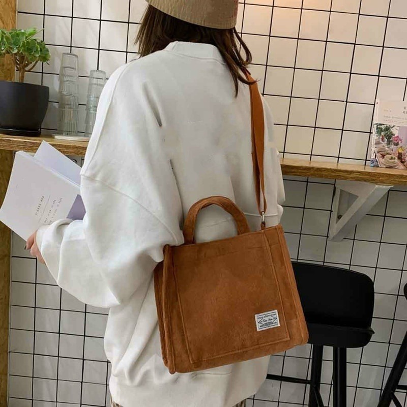 Women Corduroy zipper Shoulder Bag FemaleSmall Cotton Canvas Messenger Bag Retro Vintage Crossbody Bags bag for women