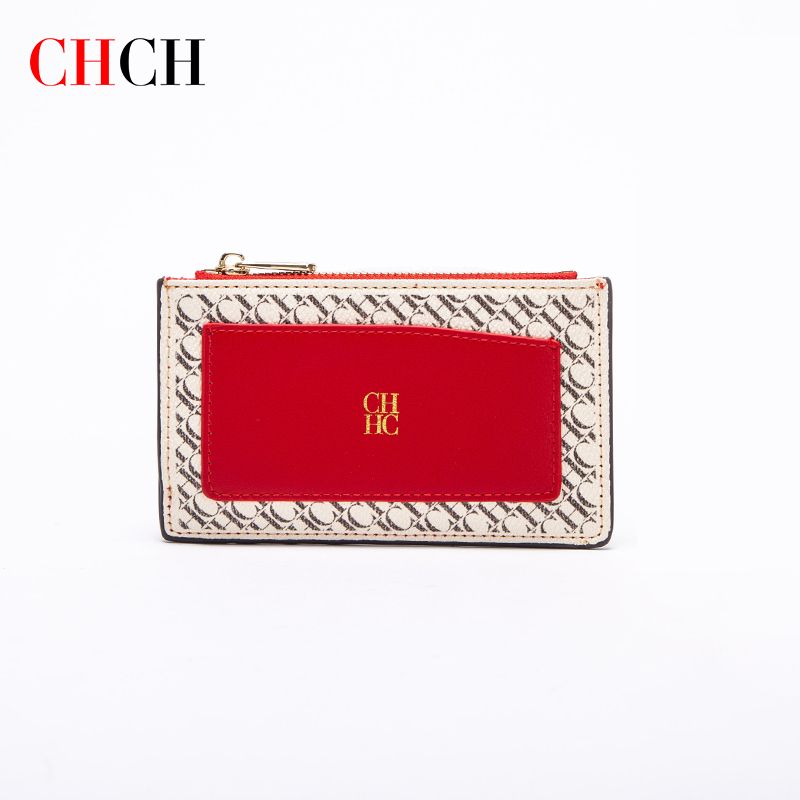 CHCH 2023 Luxury Retro Wallet Button Zipper Fashionable Classic Folding Design Textured Printing Card Holder Business Card Holde
