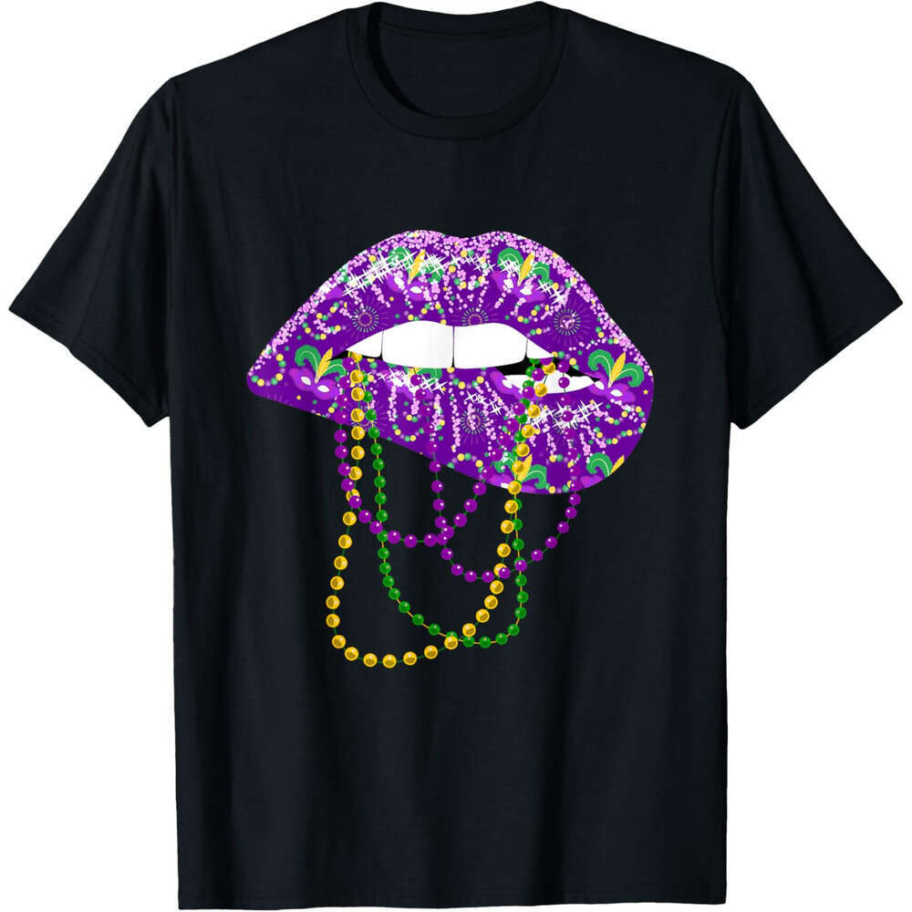T shirt Mens Mardi Gras Shirt for Women Lips Queen Carnival Costume Gift T-Shirt shirts tshirt graphic tee Casual tops summer clothes Short sleeve Fre