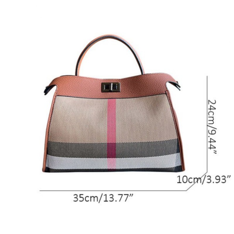 UKF 2023 Striped Canvas Leather Womens Bag Female HandBags Shoulder Women Bags Casual Totes Sac Main Femme Bags For Women Bolas