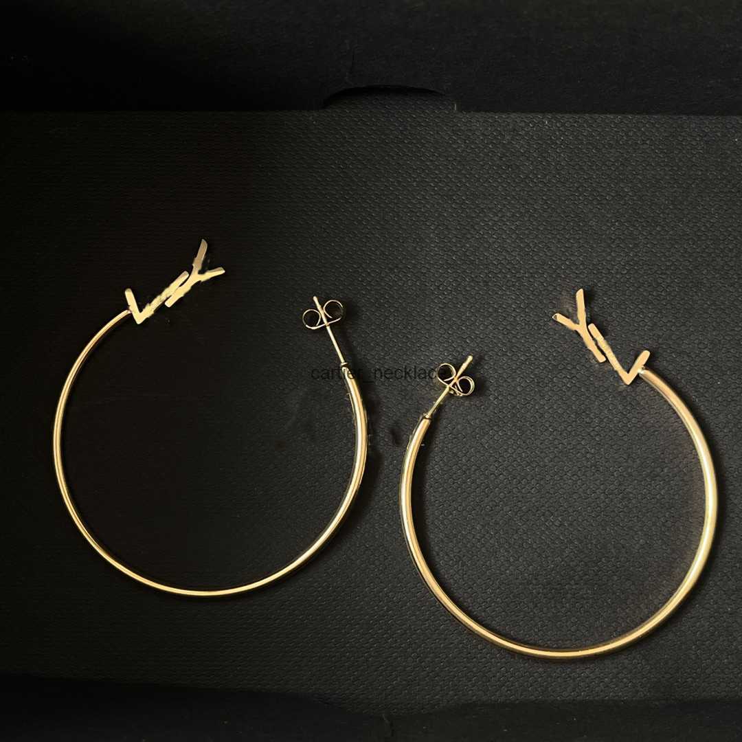 Classic letter designer earrings solid color big round hoop earring designer for woman fashion luxury earrings personality couples gifts zh191 E4