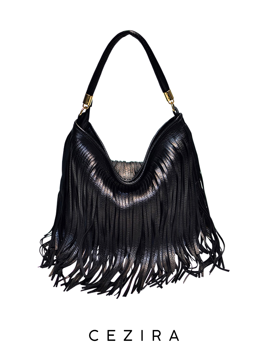CEZIRA Casual PU Vegan Leather Tassel Handbags For Women Fashion Bohemia Style Fringe Shoulder Bags Daily Hobo Crossbody Purses