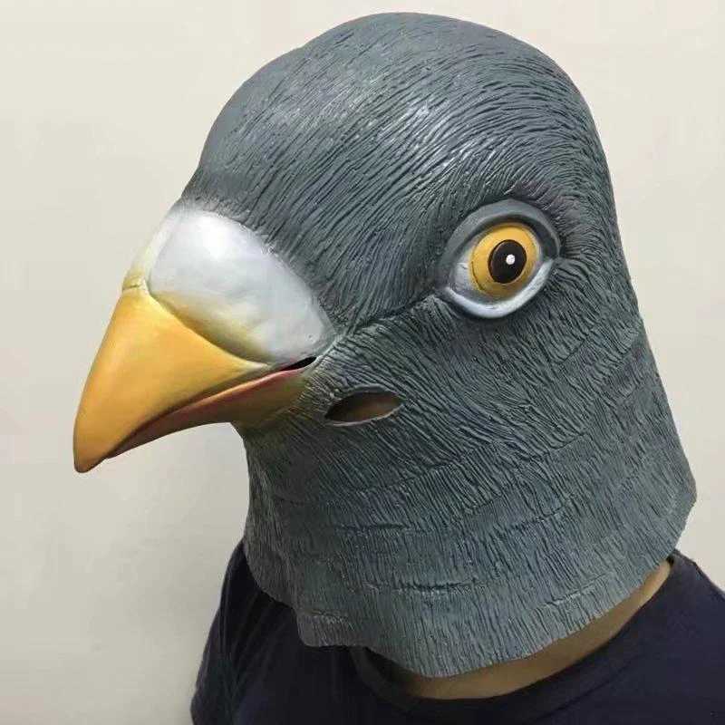 Creative Headgear Pigeon Mask Super Cute Sparrow Mask Latex Animal Headgear Green Bird Headgear Day Dove Home Party DecorXJ240802