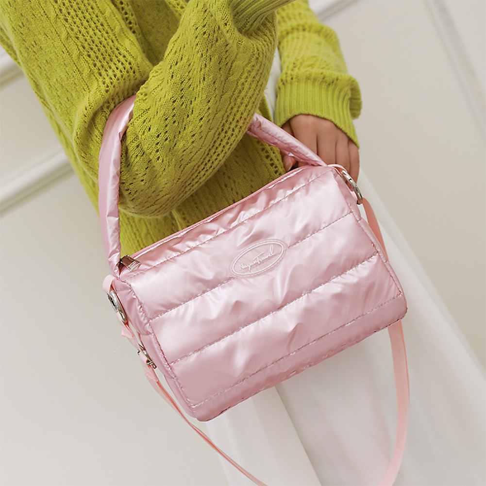 Fashion Quilted Cotton Crossbody Bags Brand Women Padded Bags Solid Color Shoulder Top Handle Bags Female Daily Handbags Shopper