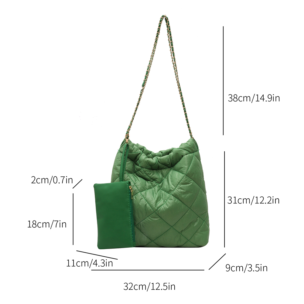 Women Shoulder Bag Y2k Large Capacity Ruched Tote Bag Fashion Quilted Casual Female Padded Crossbody Travel Checkered Handbag