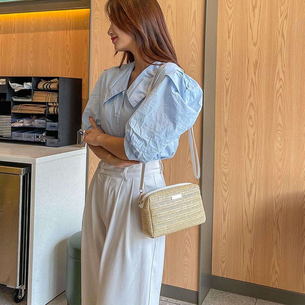 Fashion Women Woven Straw Shoulder Bags Summer Beach Bag Straw Woven Crossbody Bag Female Handbags Shopping Bag
