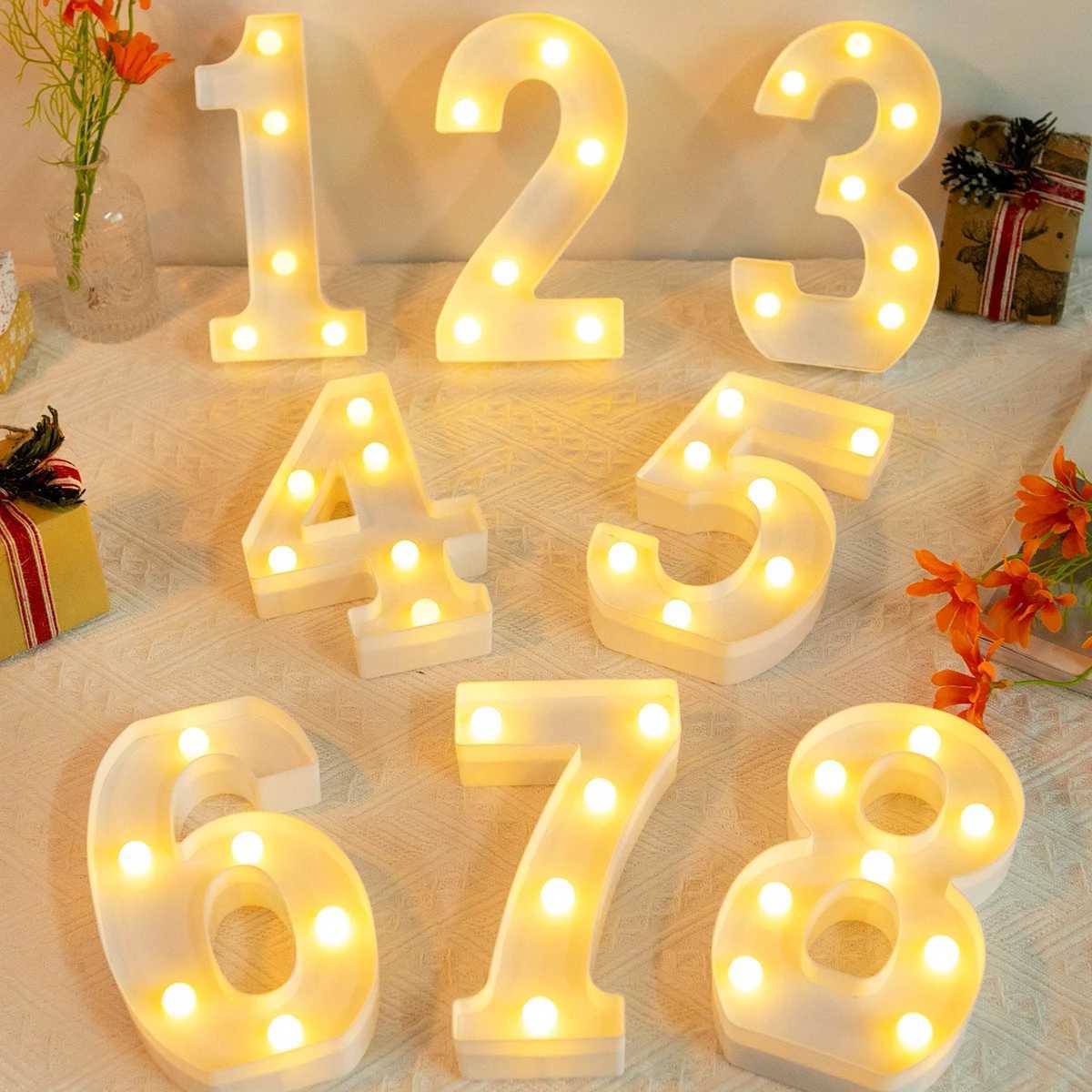 Number LED Night Lamp 26 Letter 1st 18 21 30 40 50 Birthday party decor kids Wedding Birthday Party Decoration Baby Shower Decor Y240801