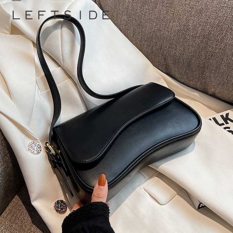 Vintage Leather Crossbody Bags for Women 2022 Designer Female Small Flap Shoulder Underarm Bag Armpit Handbags and Purses