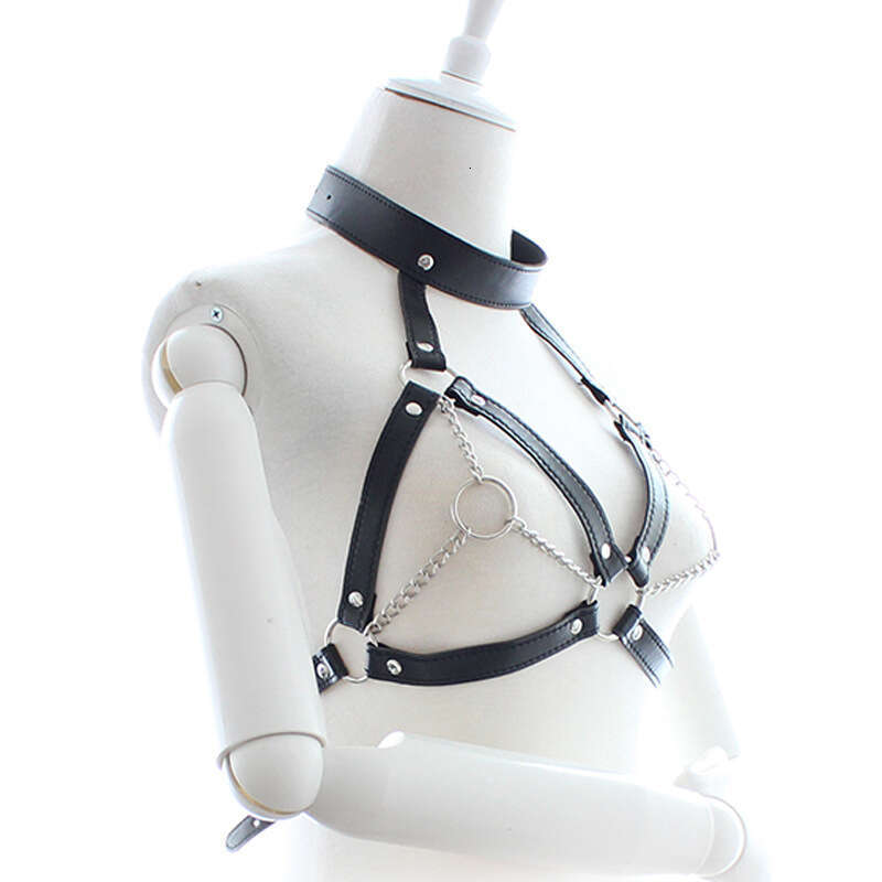 Women Bondage Body Harness Lingerie Goth Crop Tops Leather Bra Cage BDSM Collar Body Harness Belt Chain Slave Breasts Sex Toys