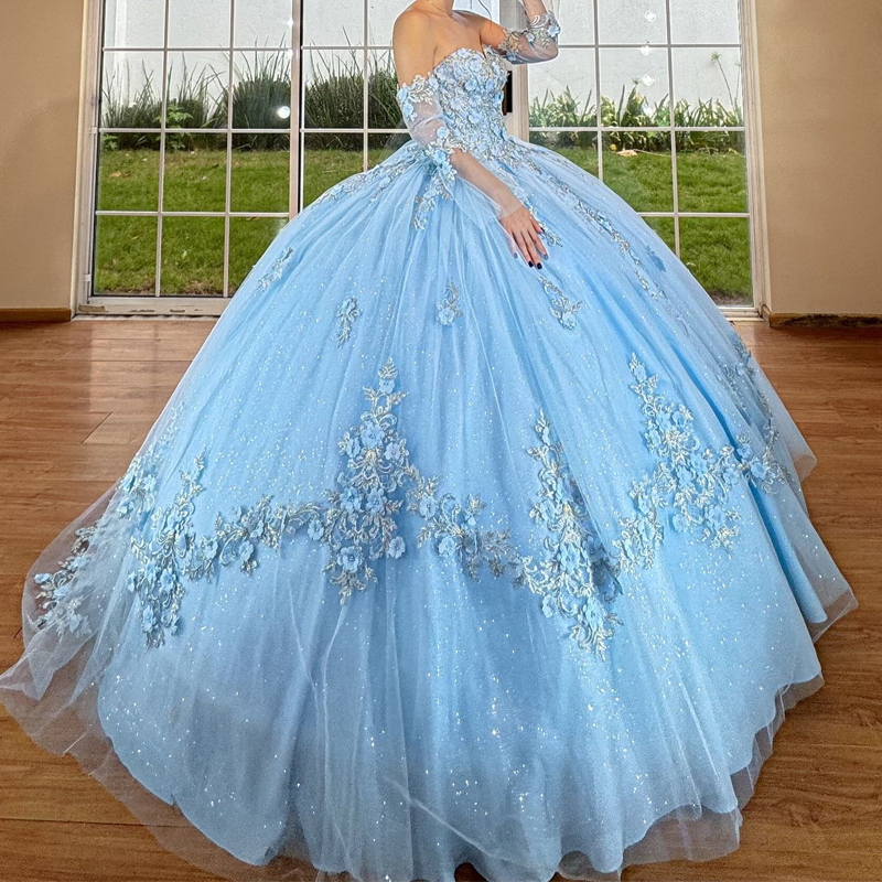 Shiny Ball Gown Quinceanera Dresses Sequined Appliques Beading Crystal Corset Vestidos De 15 Anos Sweet 16 Dress