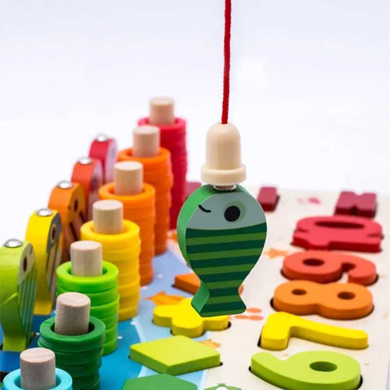 Kids Montessori Math Toys For Toddlers Educational Wooden Puzzle Fishing Toys Count Number Shape Matching Sorter Games Board Toy X260525