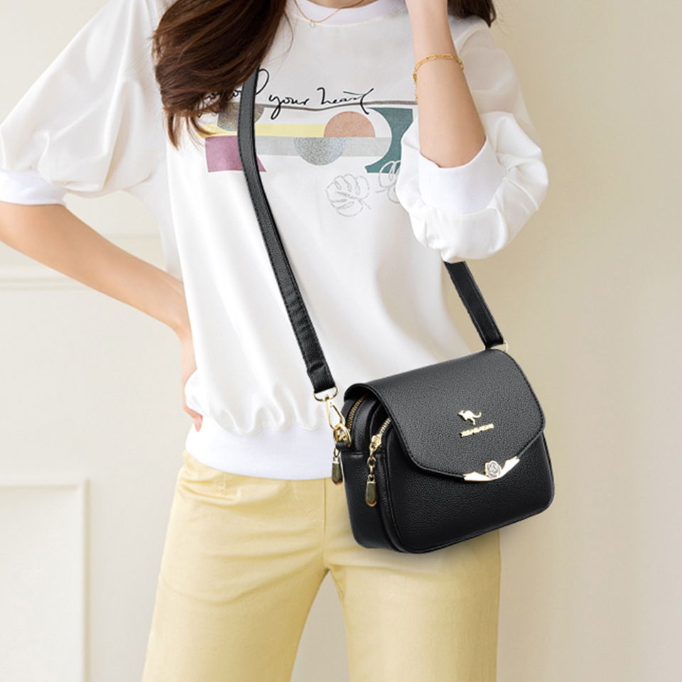 Elegant Soft Leather Shoulder Bags for Women Designer Fashion Crossbody Bags Ladies Purses and Handbags Sac Small Messenger Bag