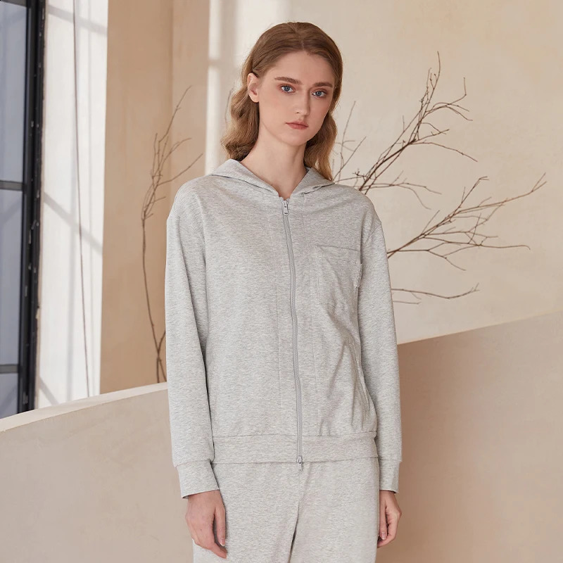 K1687L Autumn Basic Simple High Quality Womens Clothing 95% Pure Cotton Sweater Hoodie 240827