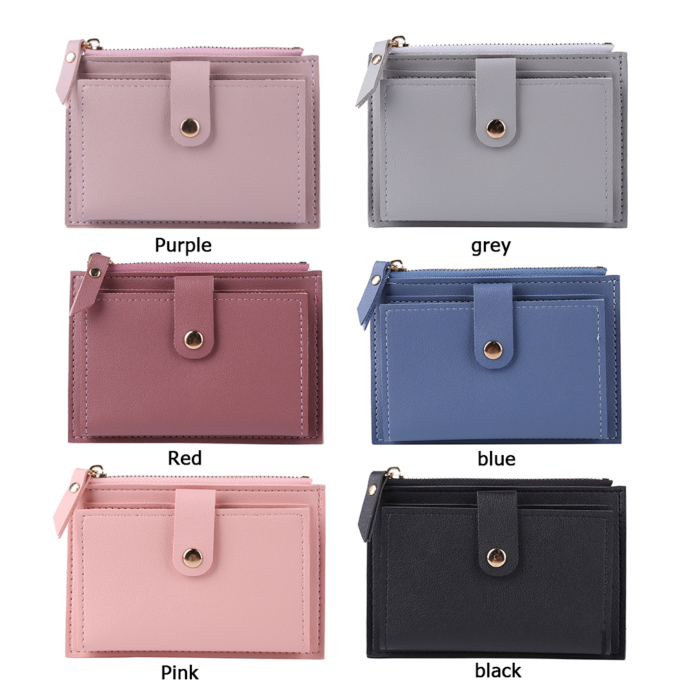 Women Fashion Solid Color Credit ID Multi-slot Card Holder Ladies Casual PU Leather Mini Coin Purse Wallet Case Pocket Y260206