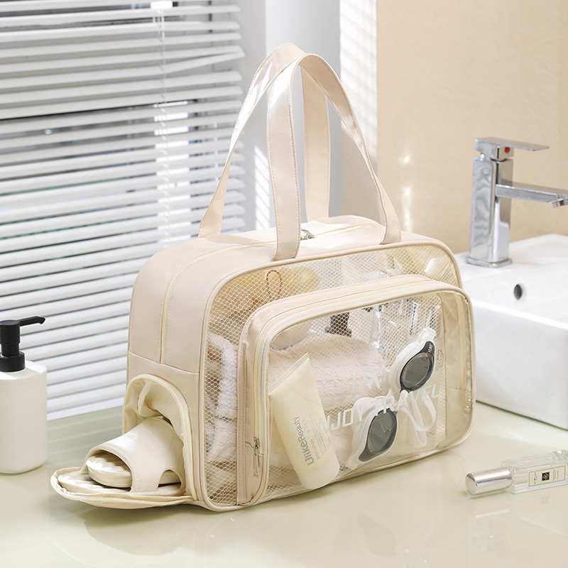 Storage Bags PVC Large Captity Transparent With Dry Wet Separation For Travel Tote beach bag with shoe storage