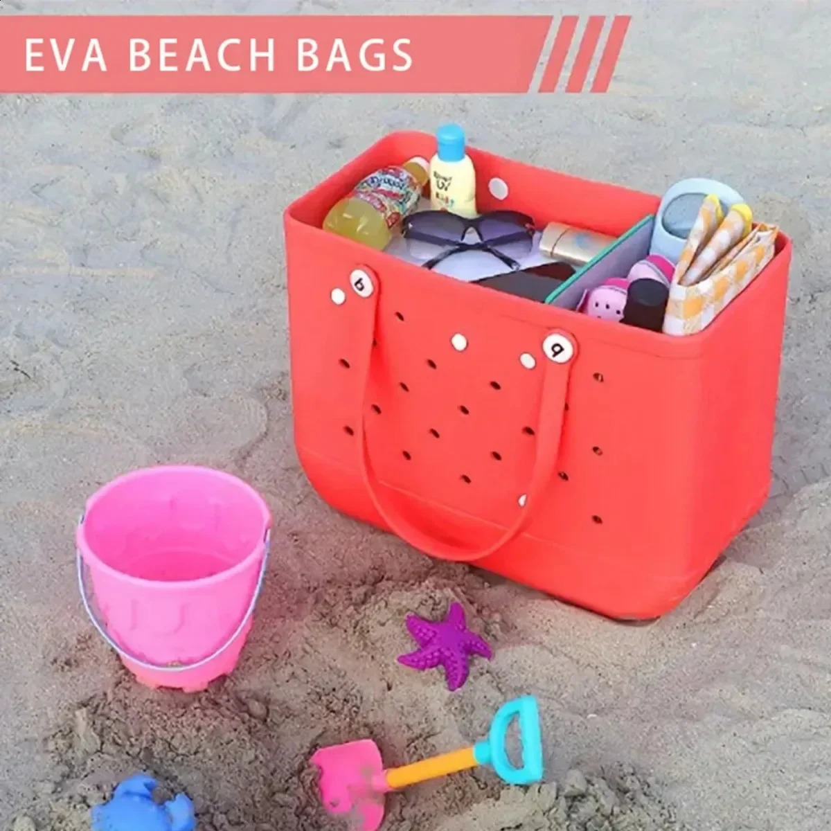 Waterproof Beach Tote Bag - Extra Large Bogg Storage Bag, Shoulder Handbag for The Beach, Ladies Handbags