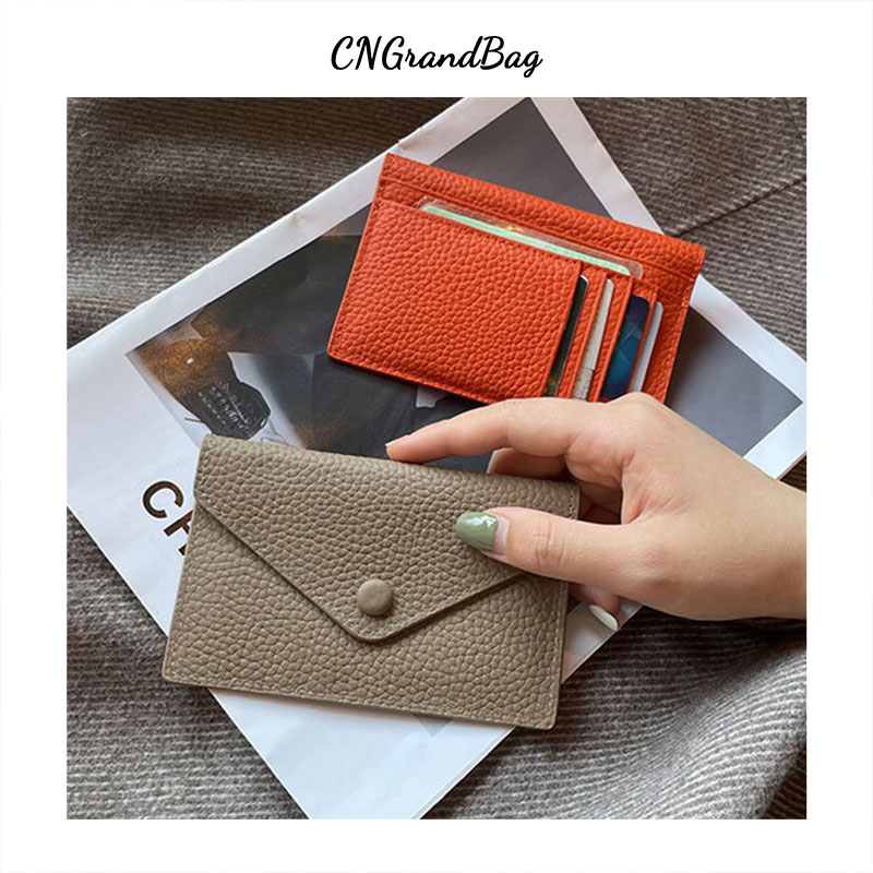 Customized Letters Pebble Pattern Premium Cow Leather Snap Style Wallet Ultra-Thin Multiple Card Slots Coin Purse Card Holder