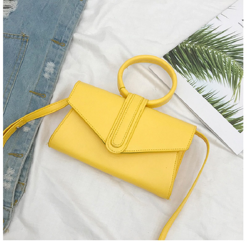 Small Handbag Retro PU Leather Shoulder Bags for Women Designer Bag Yellow Orange Candy Color Female Mini Crossbody Bag Handbags