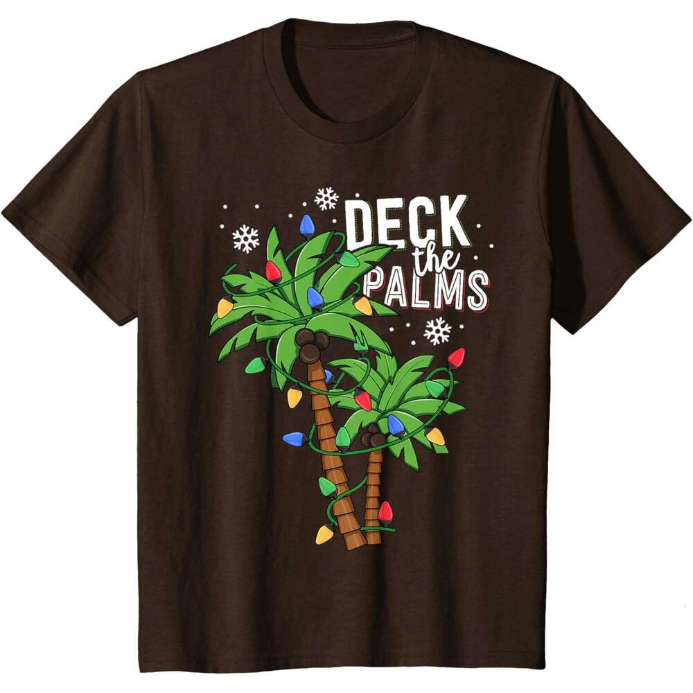 T shirt Mens Deck The Palms Tropical Hawaii Christmas Palm Tree Lights T-Shirt shirts tshirt graphic tee Casual tops summer clothes Short sleeve Free 