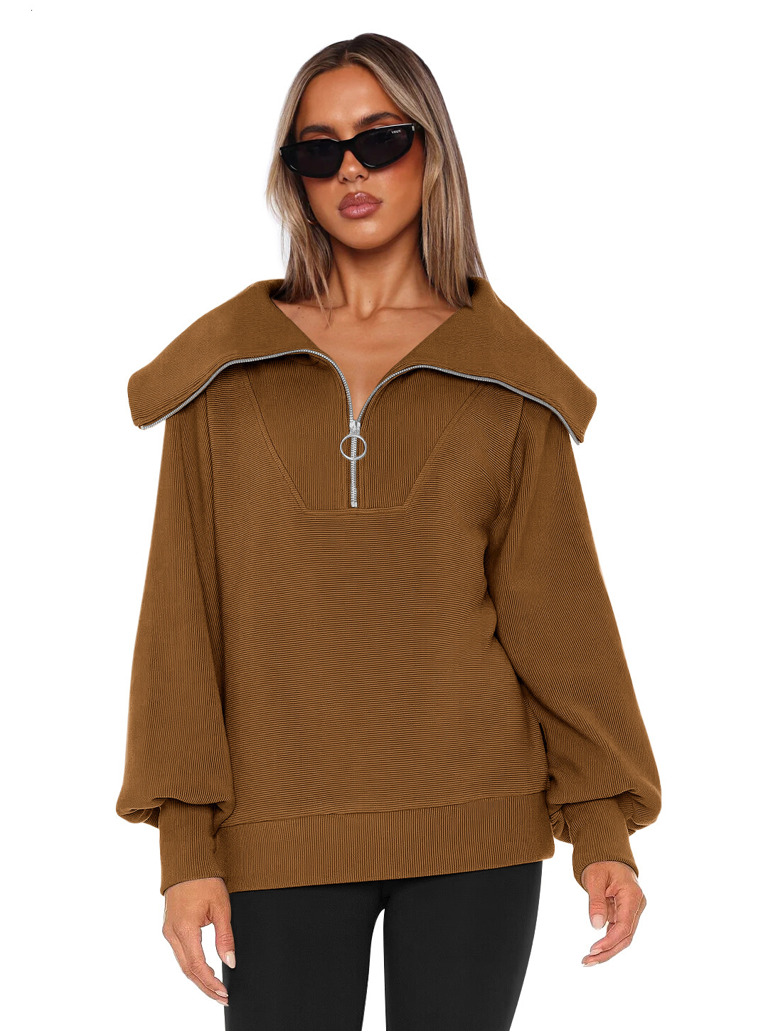 New Swallow Neck Fashion Pullover Trendy Brand Baseball Suit Half Zipper Hoodie Women's Spring and Autumn F8.2#58