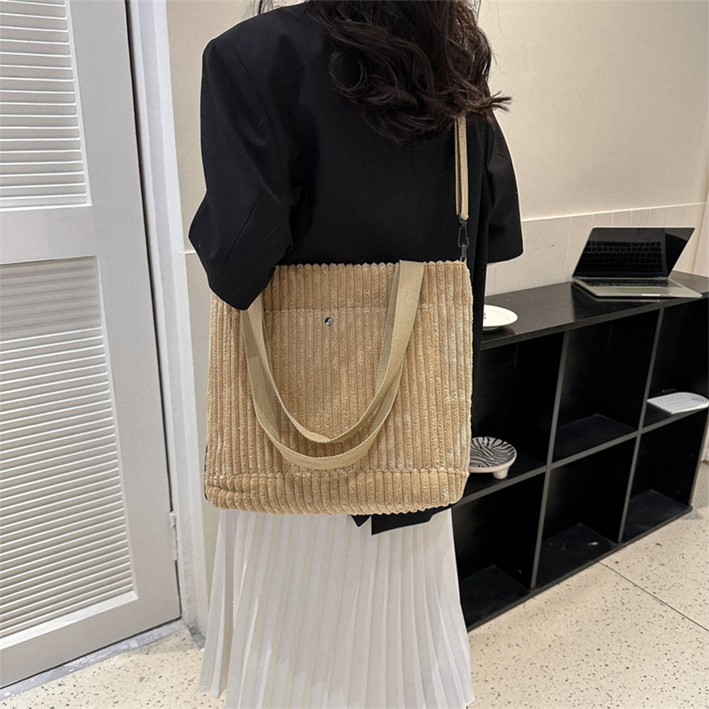 Corduroy Shoulder Bags for Women 2023 Fashion Leisure College Style Shopper Multi-Pocket Large Capacity Designer Handbags Totes