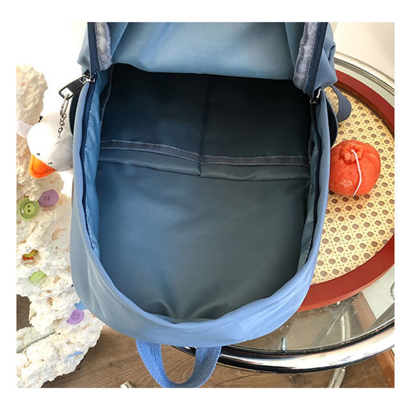 Black Nylon Backpacks for School Teenagers Girls Cute Cartoon High SchoolBag Women Bookbag Korean Casual College Style 2022