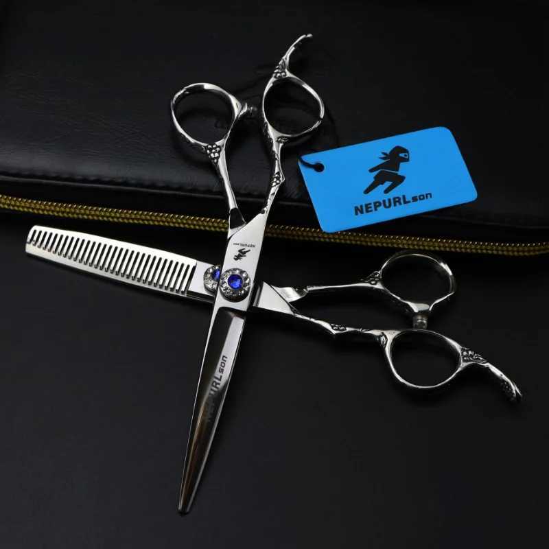 New Arrival Nepurlson 6-inch Salon Left Hand Hair Clipper 440c Japanese Steel Professional Hair Salon Hair Clipper Thin Clipper Z241213