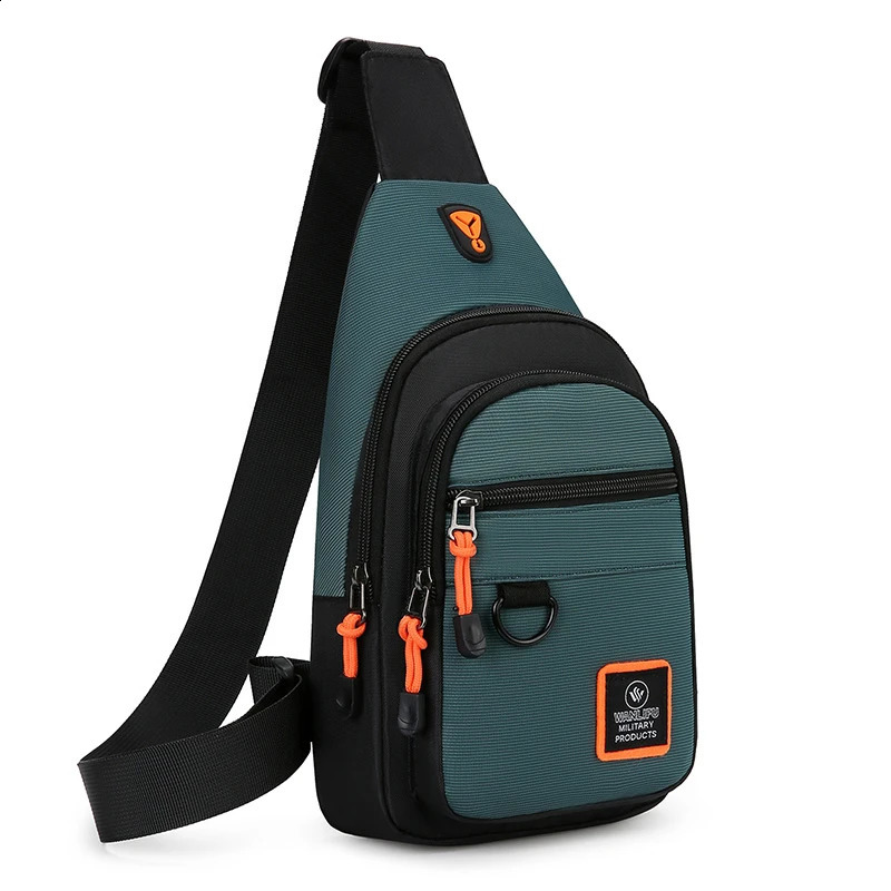 Casual mens chest bag nylon shoulder running bike with sling outdoor sports cross body travel phone 240802