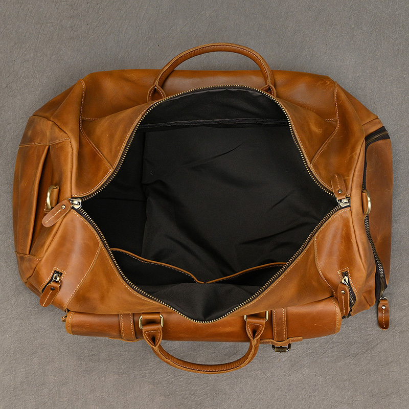 Vintage Fashion Handbags For Men Genuine Leather Travel Duffles Travelling Shoulder Bag Cowskin Hand Luggage Bags Large Duffle