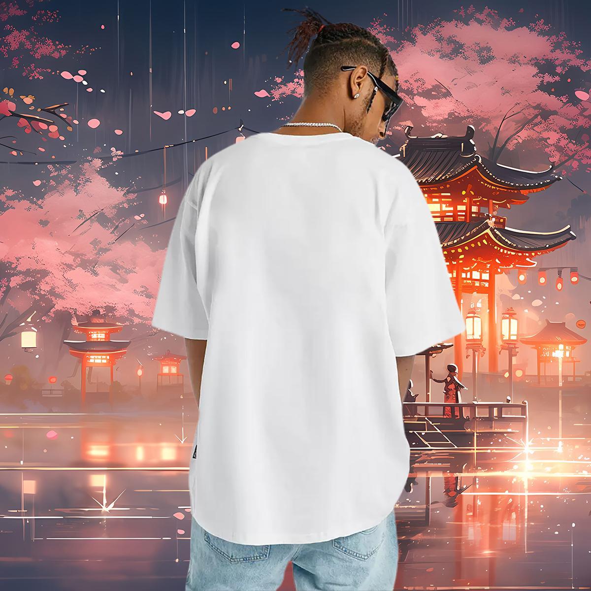 Wholesale Mens T Shirts 230g 100% Cotton Bunting Summer Casual Top Tees Breathable Crew Neck Classic Men Tshirts Anime
