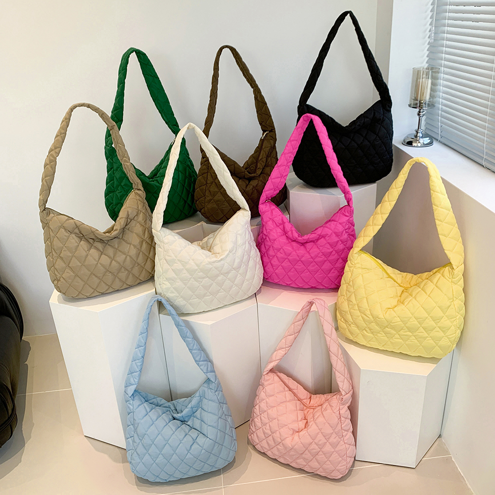 Fashion Ladies Hobo Bag Soft Quilted Messenger Bag Lightweight Girl High-quality Large Bag Solid Color for Women Vacation Travel