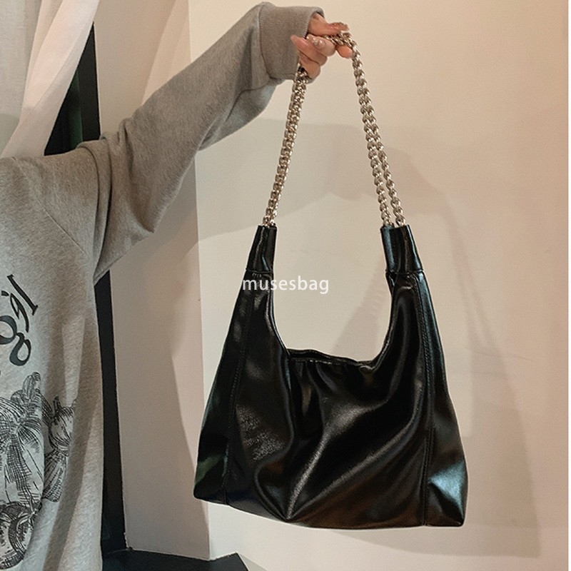 Wholesale soft leather tote bag new trendy and high-end single shoulder bag armpit bag chain strap wandering bag women's bag
