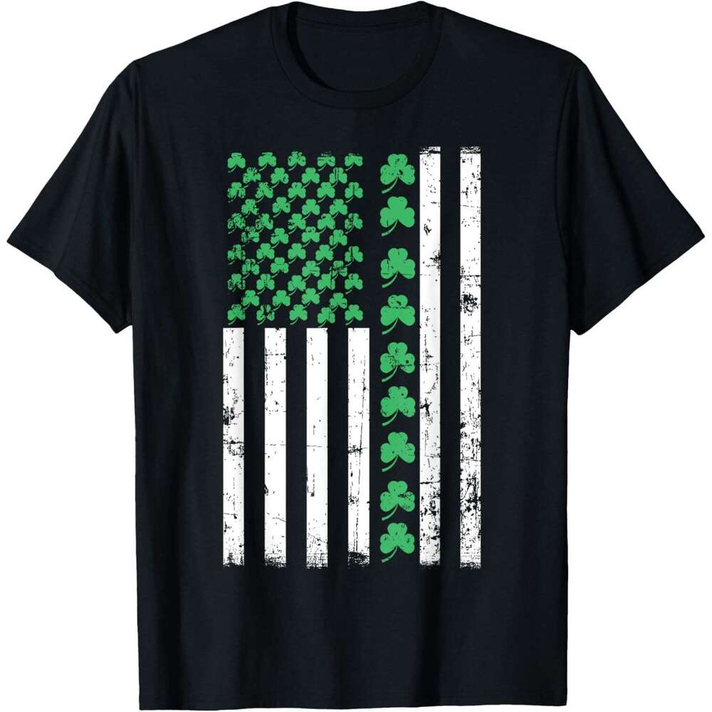 T shirt Mens American Flag St Patricks Day Vintage Irish Lucky T-Shirt shirts tshirt graphic tee Casual tops summer clothes Short sleeve Free shipping