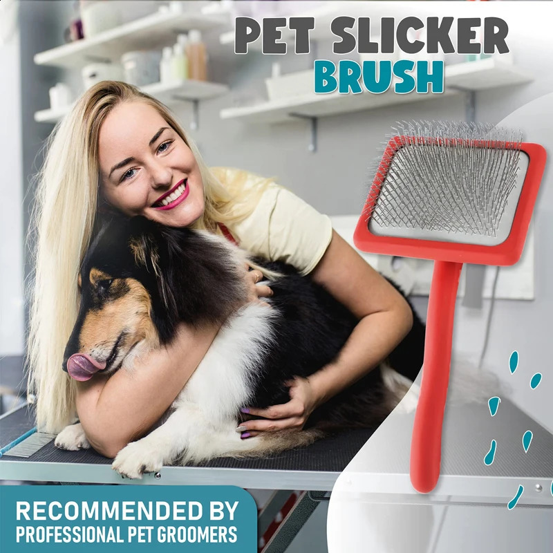 Pet Slicker Brush Long Wire Pin Large Dog Grooming Comb Deshedding Fur s Thick Loose Hair Undercoat 240802