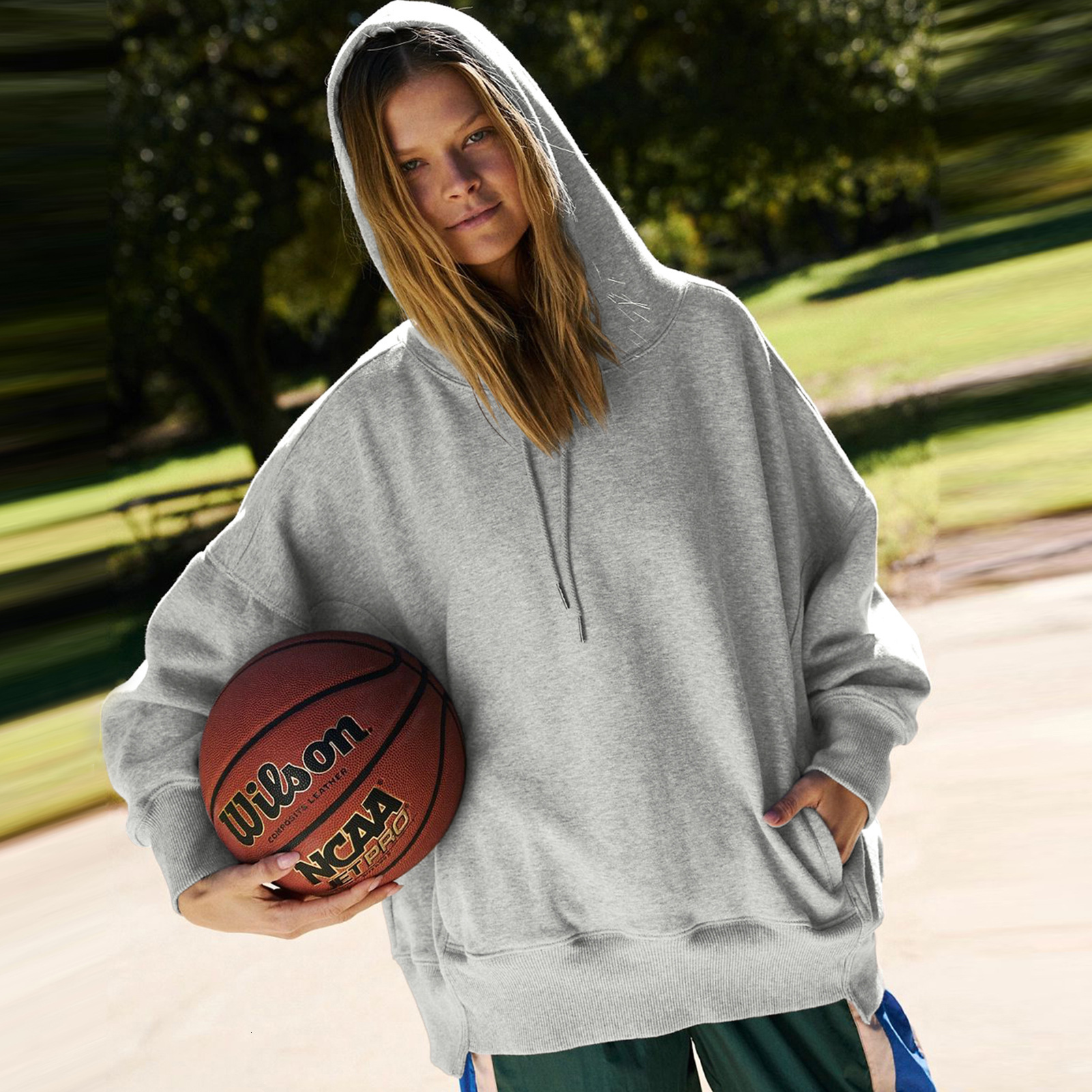2024 New Loose Trendy Brand Pullover Long sleeved Shirt with Drawstring Hooded Hoodie Baseball Suit Women's High Grade Feeling