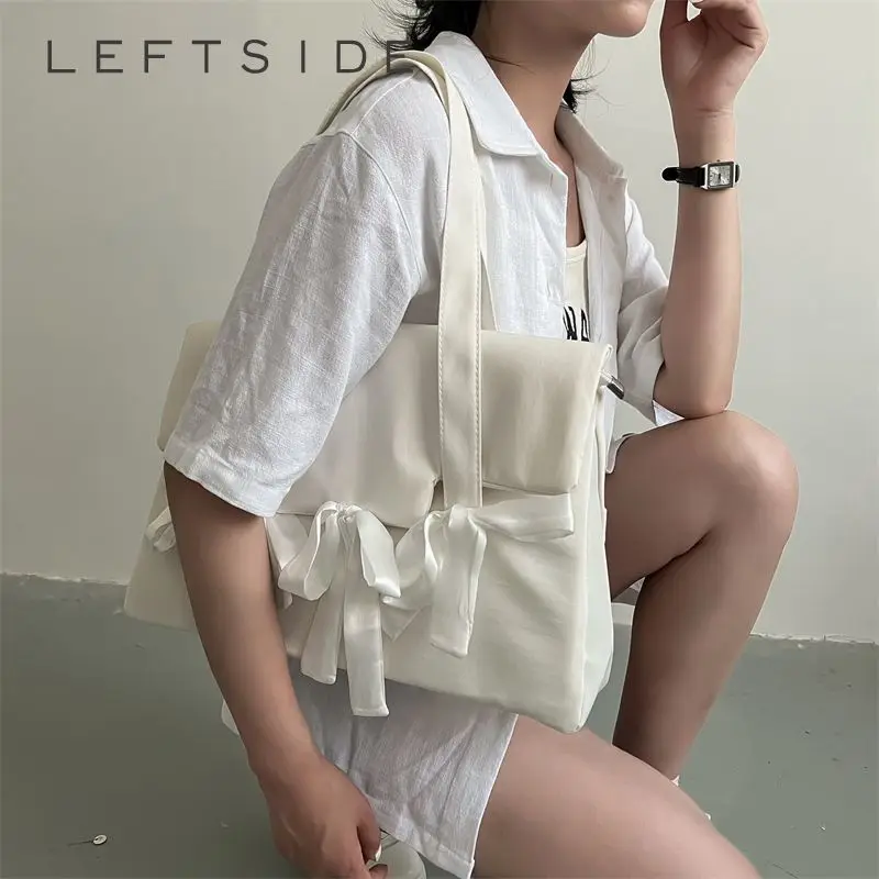 lLEFTSIDE New Style Simple Nylon Tote Bag For Women Solid Color Korean Fashion Handbag 2023 Trend Shoulder Bag Handbags