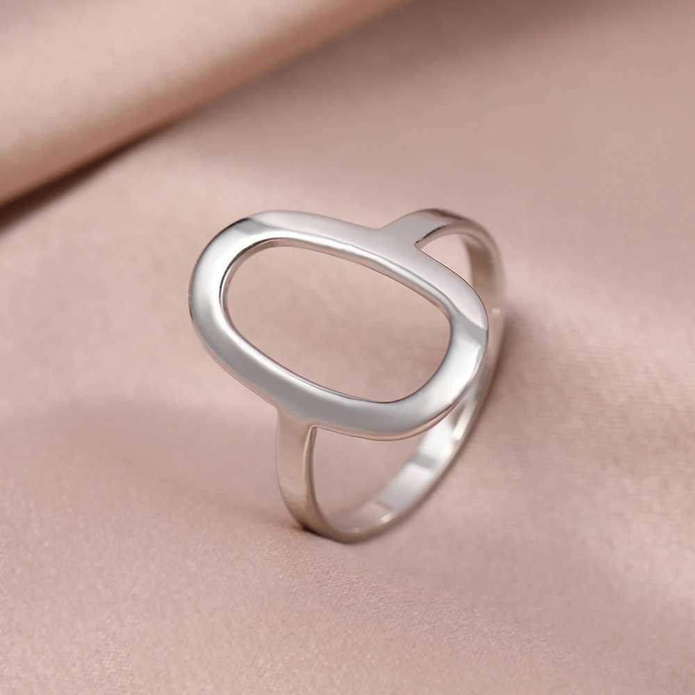 Stainless steel ring classic minimalism hollow oval fashion ring womens jewelry wedding party gifts sexy wholesale for girls W240802