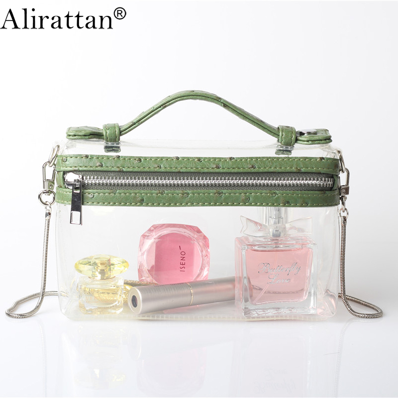 Alirattan New PVC Transparent Clear Clutch Bag Fashion Designer Ostrich Snake Pattern Chain Handags Retro Evening Party Clutch