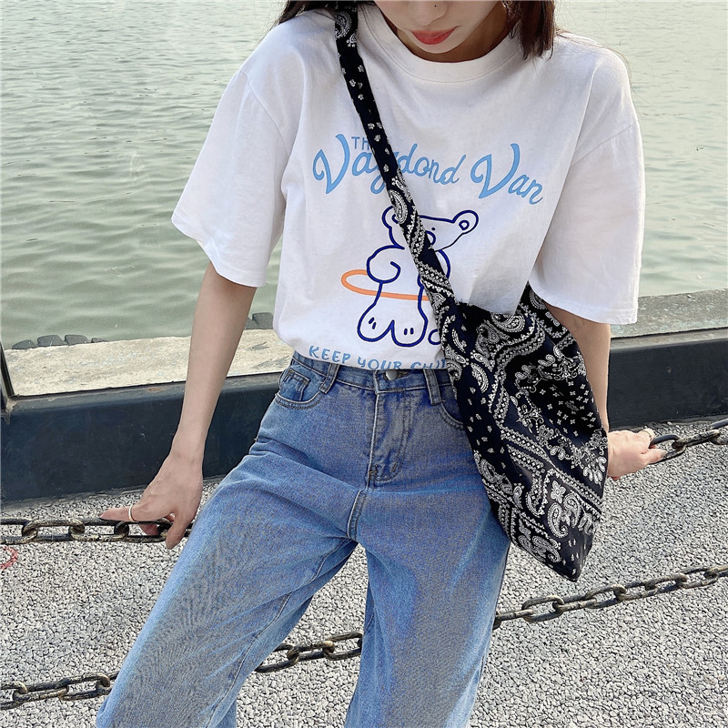 Fashion Women's Ethnic Style Canvas Large Capacity Shoulder Bag Shopping Bag Retro Leisure Travel Handbag