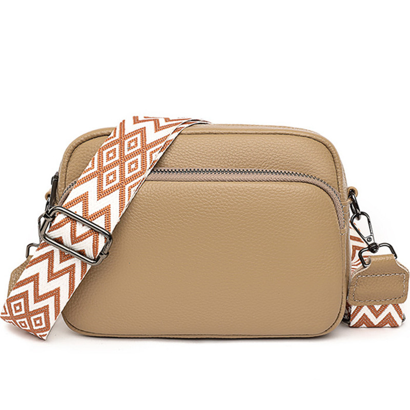 Genuine Leather Cowhide Crossbody Bag Women Double Layer Messenger Bag Simple Shoulder Bag New Female Purse Wild Handbag Bolso